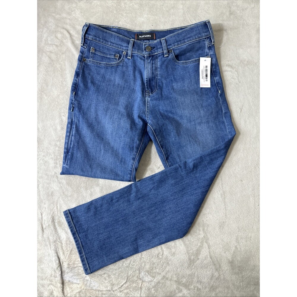 Nwt Bluffworks Departure 3.0 Jeans Mens 30x28 Regular Fit Light Blue Wash — image 3 of 8